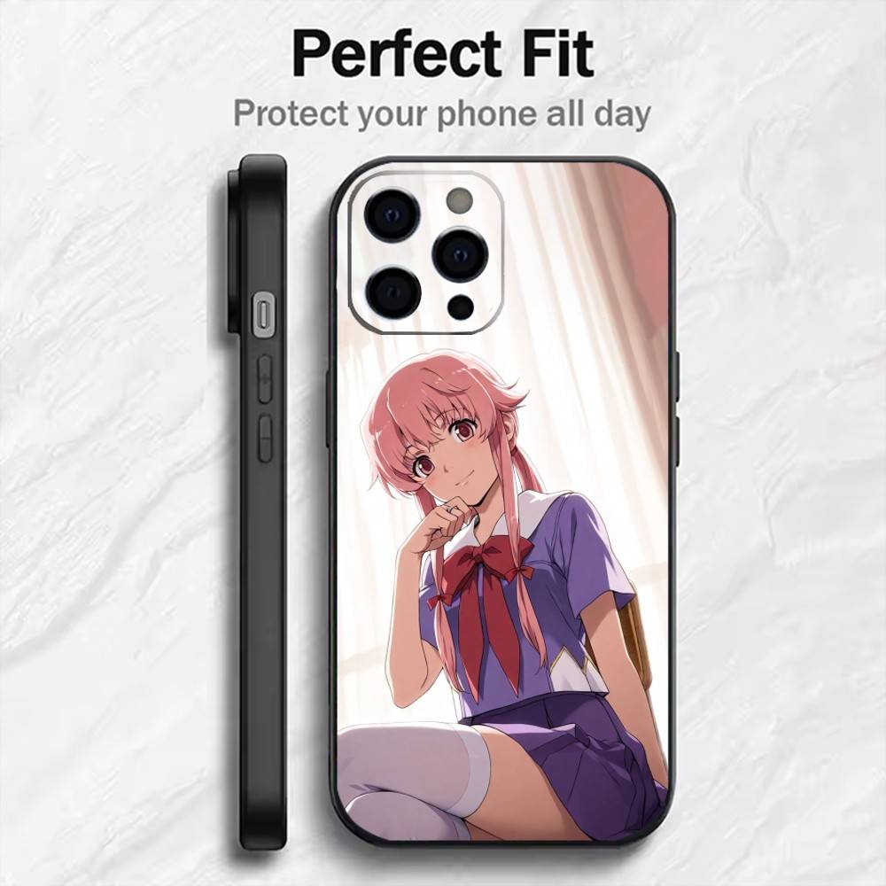 F-Future D-Diary Gasai Yuno Handyhülle Für iPhone17,16,15,14,13,12 Plus,Max Weiches Silikon Schwarze Hülle
