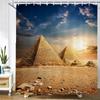 Forntida Egypten Pyramid Duschdraperier Badrumsgardin Retro Mural Ökenlandskap Frabic Vattentät Polyester Badgardin