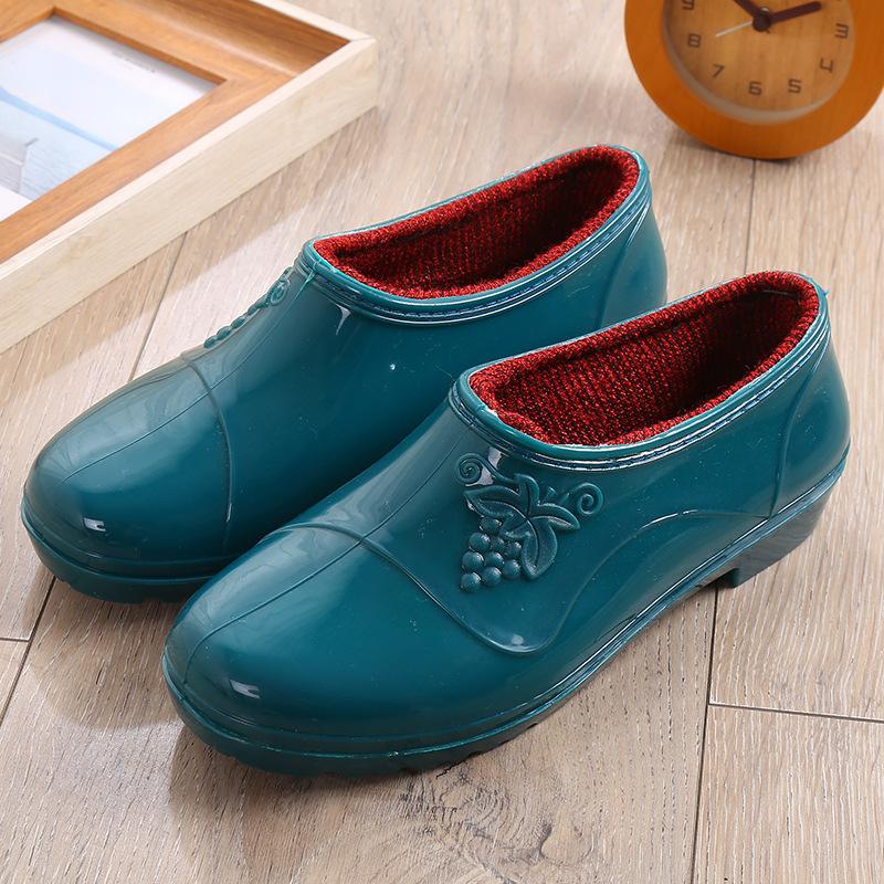 Low-top Spring and Autumn Jelly Waterproof Shoes Fashion Rain Shoes Women's Summer Kitchen Work Rubber Shoes Outer Wear Non-slip Shoes Adult
