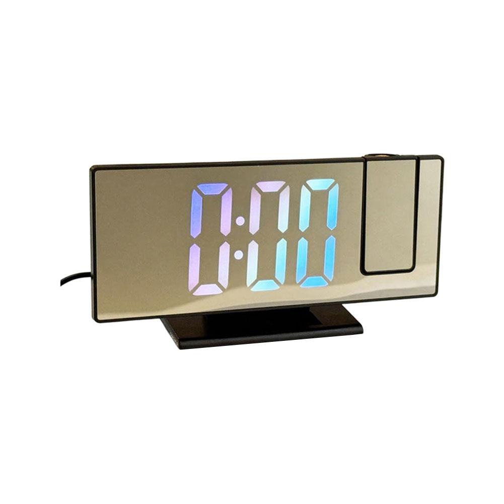 LED Digital Projection Alarm Clock Time Temperature USB Plug-in Digital Alarm Clock Snooze Bedside Desktop Clock Large Display
