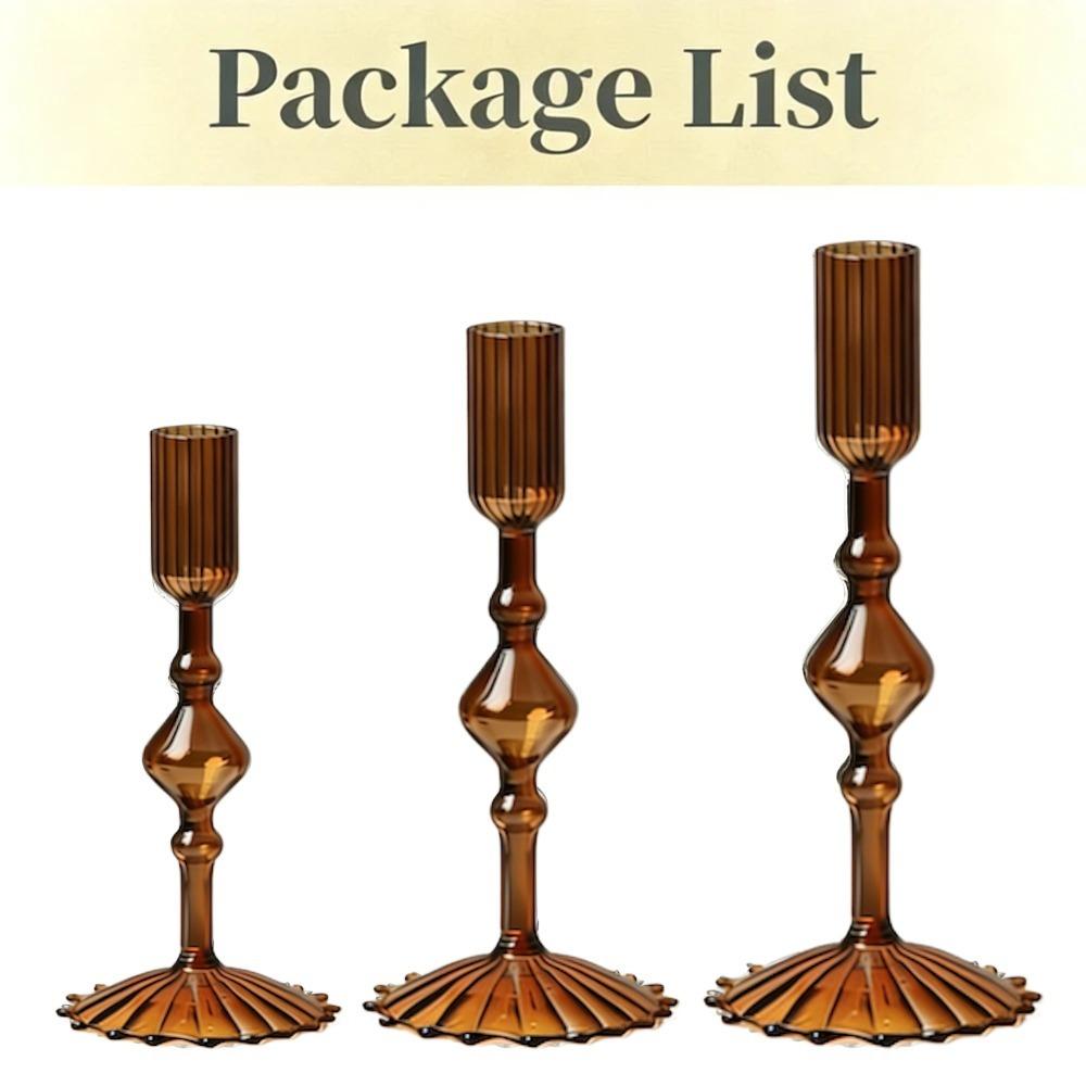 3Pcs Glass Candle Stick Holder Crystal Flower Vase Home Decoration for Table Centerpiece Wedding Party Christmas Decorations