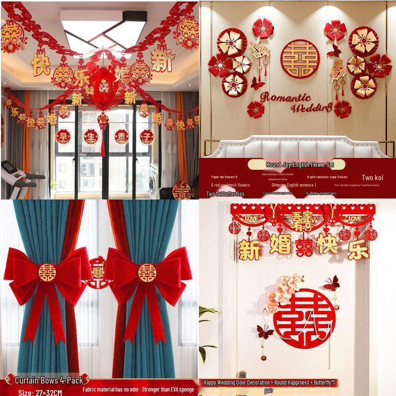 Wedding Bunting Décor Set for Bride and Groom's Room and Living Room Background