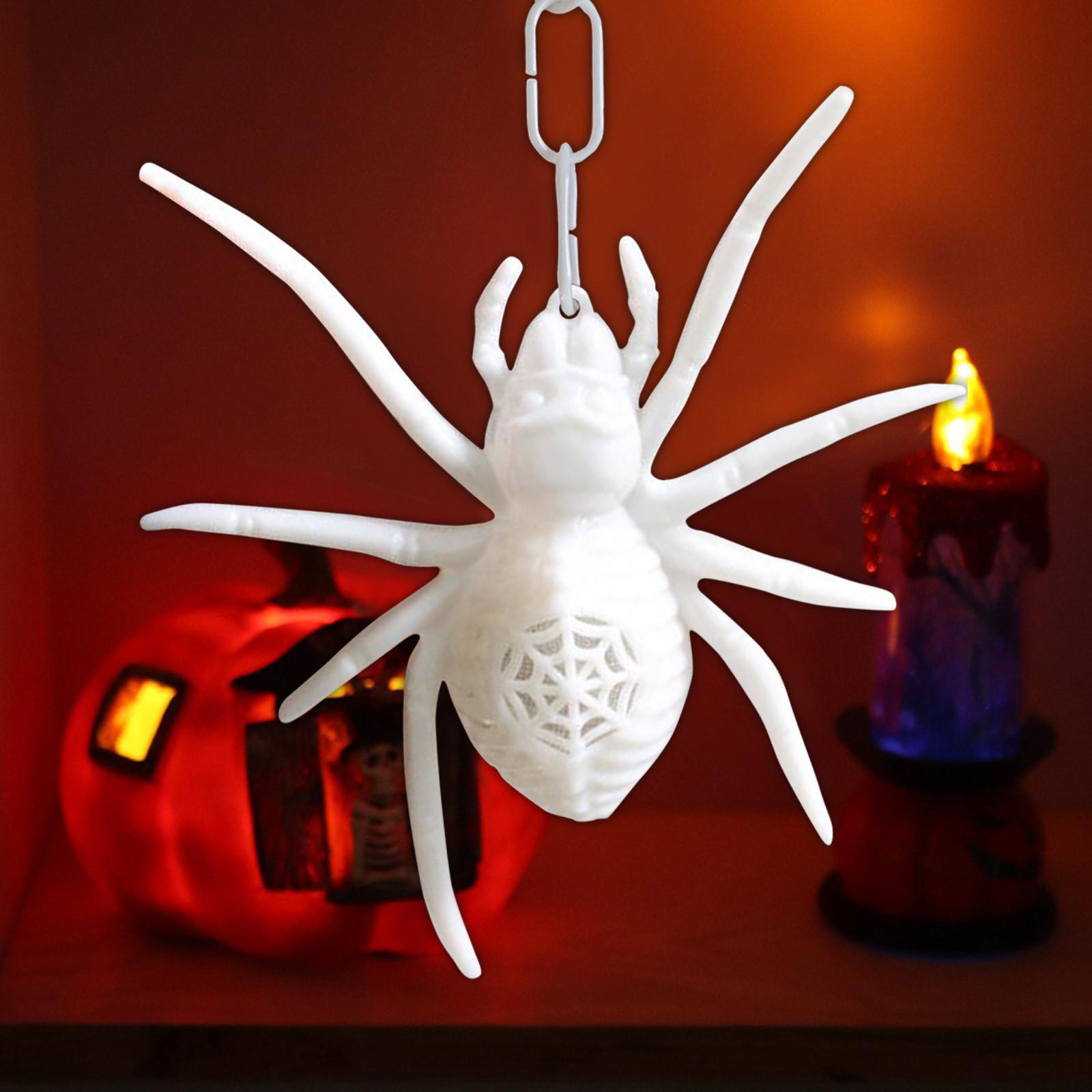 

Хеллоуїн Декоративний реквізит Павук Трюк Іграшка Симулятор Пластиковий павук Кулон Світлодіодний світиться чорний павук One Size білий