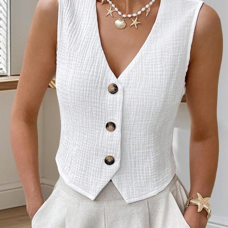 Summer European Style Tiktok Women Clothing Casual Versatile Tank Sleeveless Vest M