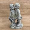 1 Pcs Endearing Sculpture Kids Sharing A Kiss On The Bench Living Room Decoration Fairy Garden Decorative Figurines