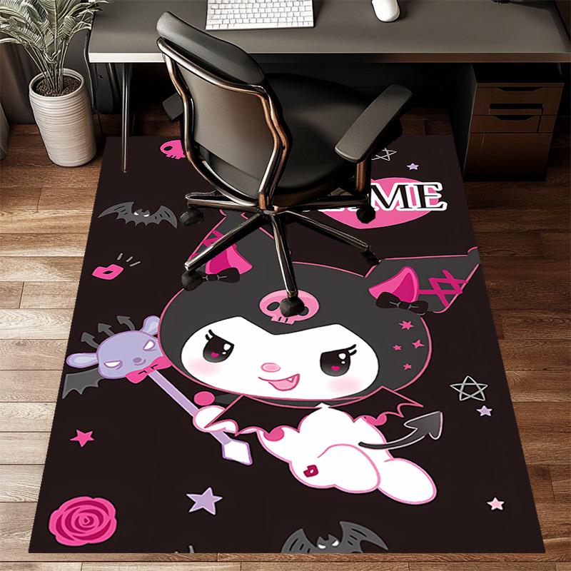 Custom Kuromi Mat Personalized Name, Polyester Washable Indoor Entryway Rug, Gift for Christmas, Easter, Thanksgiving Day