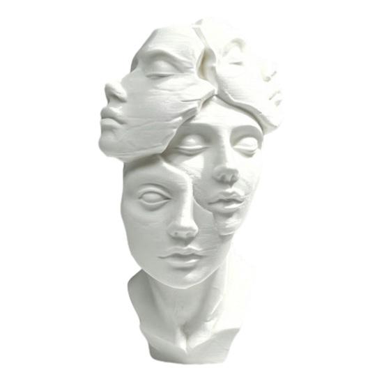 3D Printed Abstract Multi-Face Art Decor Bust Sculpture белый