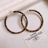 Retro style silver needle leather leopard print geometric circle earrings European and American earrings fashion niche design earrings
