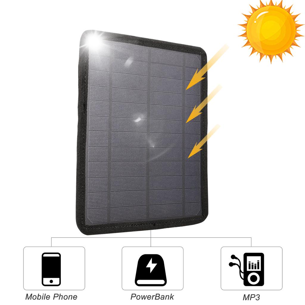 5.3W 6V Solar Panel Monocrystalline Silicon Solar Cell with USB Poat DIY Waterproof Camping