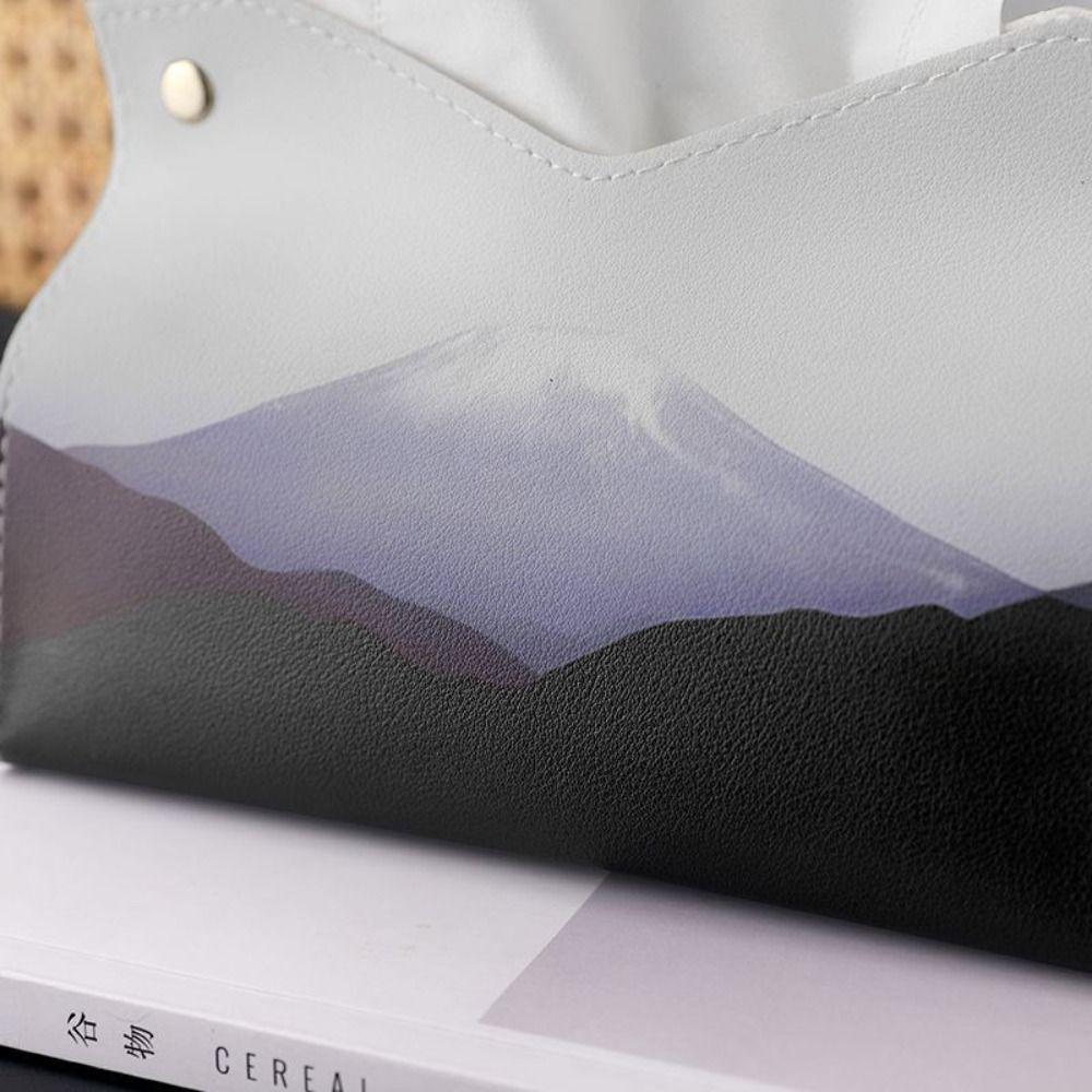PU Leder Taschentuchbox Hohe Qualität Fuji Berg Verschleißfest Serviettenhalter Wasserdicht Schmutzabweisend Papiertuchbox Zuhause