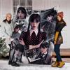1pc Addams Family Wednesday2 Theme Blanket - Digital Print, Polyester, Cozy for All Seasons, Perfect for Outdoor, and Travel