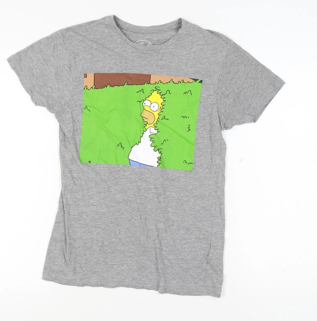 Grey Simpsons T-Shirt, Short Sleeve, Size S, Cartoon Print