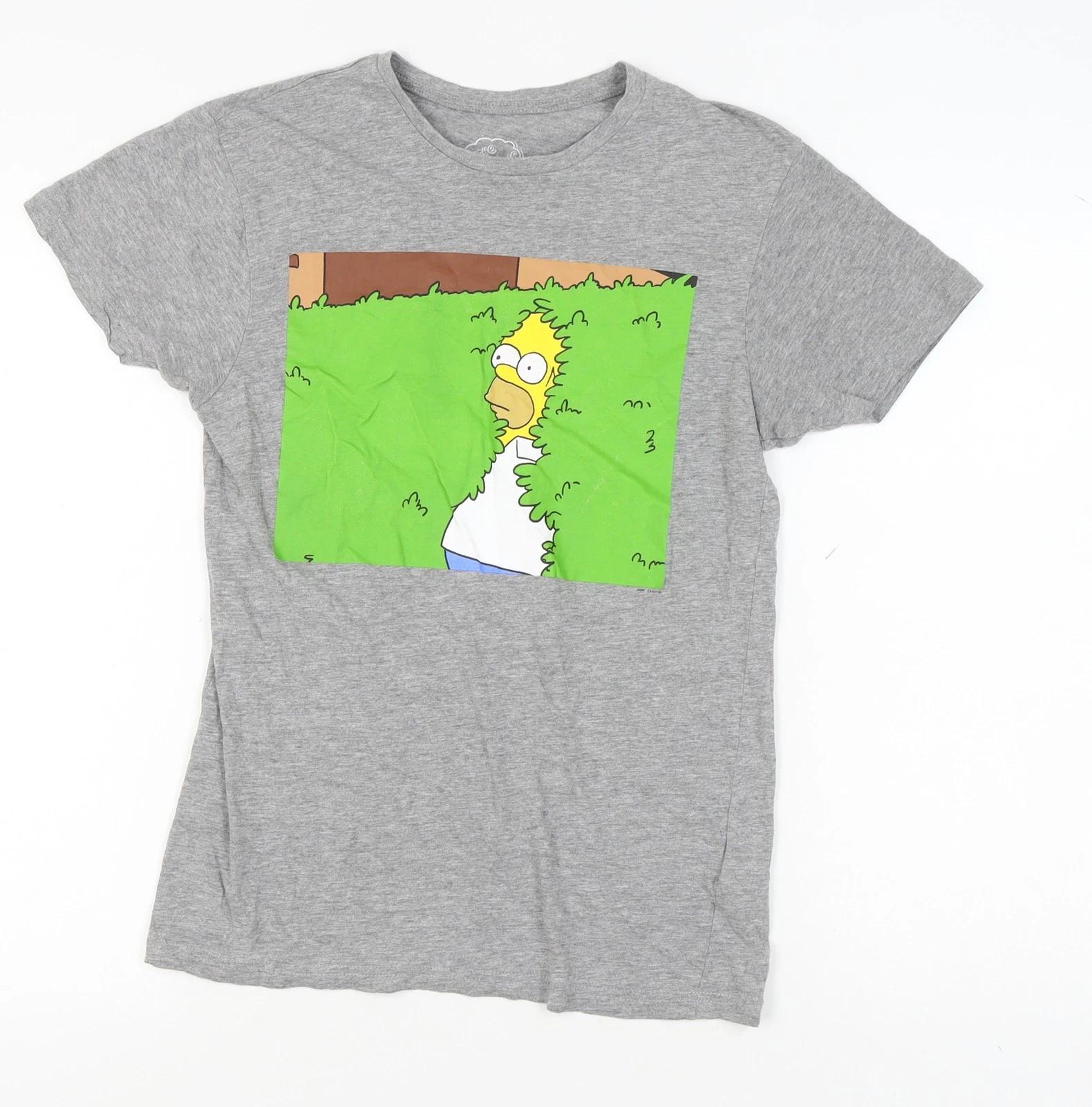 Grey Simpsons T-Shirt, Short Sleeve, Size S, Cartoon Print XL
