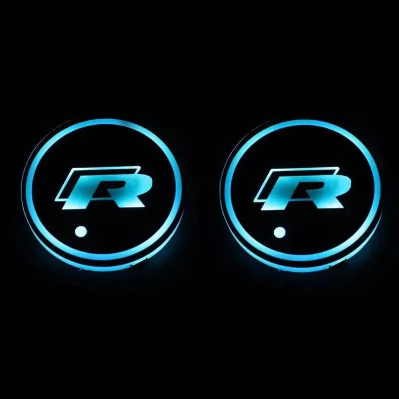 

New New 7 Color LED Car Cup Holder Light Luminous Coaster Water Cup Pad For VW Volkswagen Polo Jetta Golf Beetle CC GTI gol