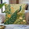1pc Modern Style Pillow Cover, Elegant Green Peacock Tropical Jungle Floral Pattern Breathable Polyester Home Decor Pillow Cover Machine Wash Friendly