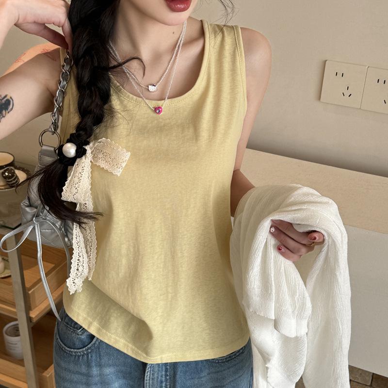 Women U Neck Sleeveless Tank Top Casual Loose Fit Basic Camisole
