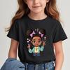 Girls New Cartoon Printed Shortsleeved Tshirt Summer Shortsleeved Tshirt Childrens Round Neck Top  polyester fabric