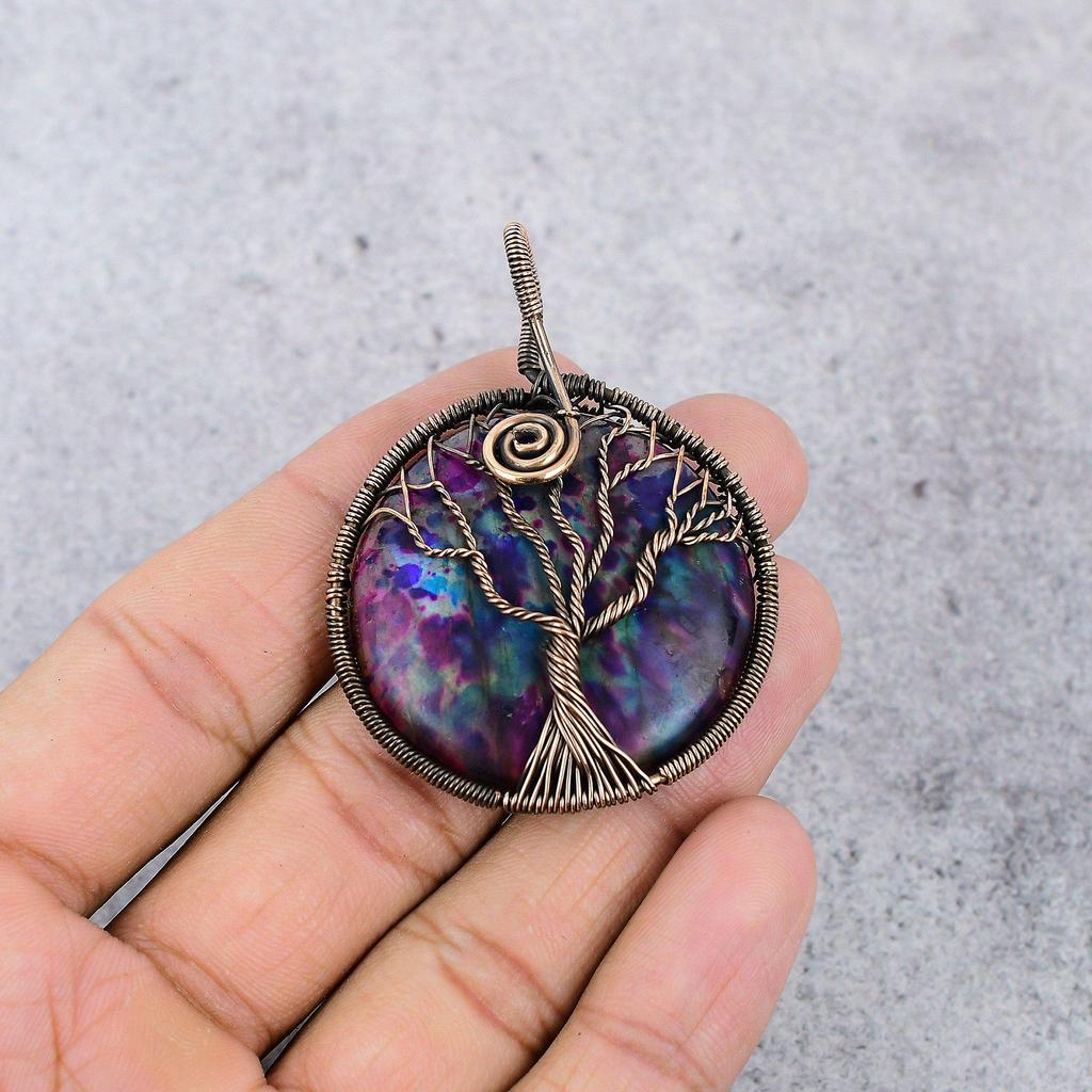 Multi Flash Labradorite Jewelry, 999 Copper Wire Wrapped Pendant Handmade Gemstone Jewelry, Gifts For Wife Brand New Pendant