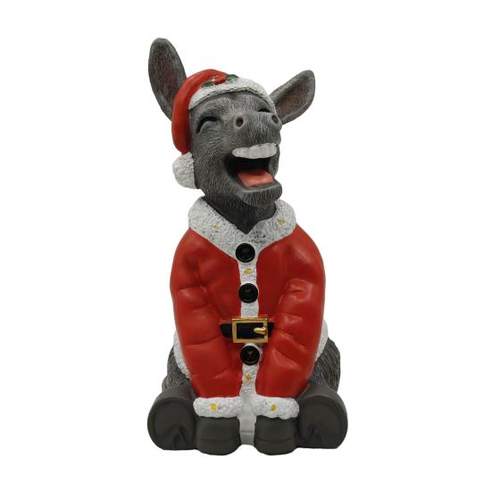 

Christmas Santa Donkey Figurine Xmas Hat Donkey Resin Statue Sculpture Holiday Party Home Office Desktop Decoration Ornament A