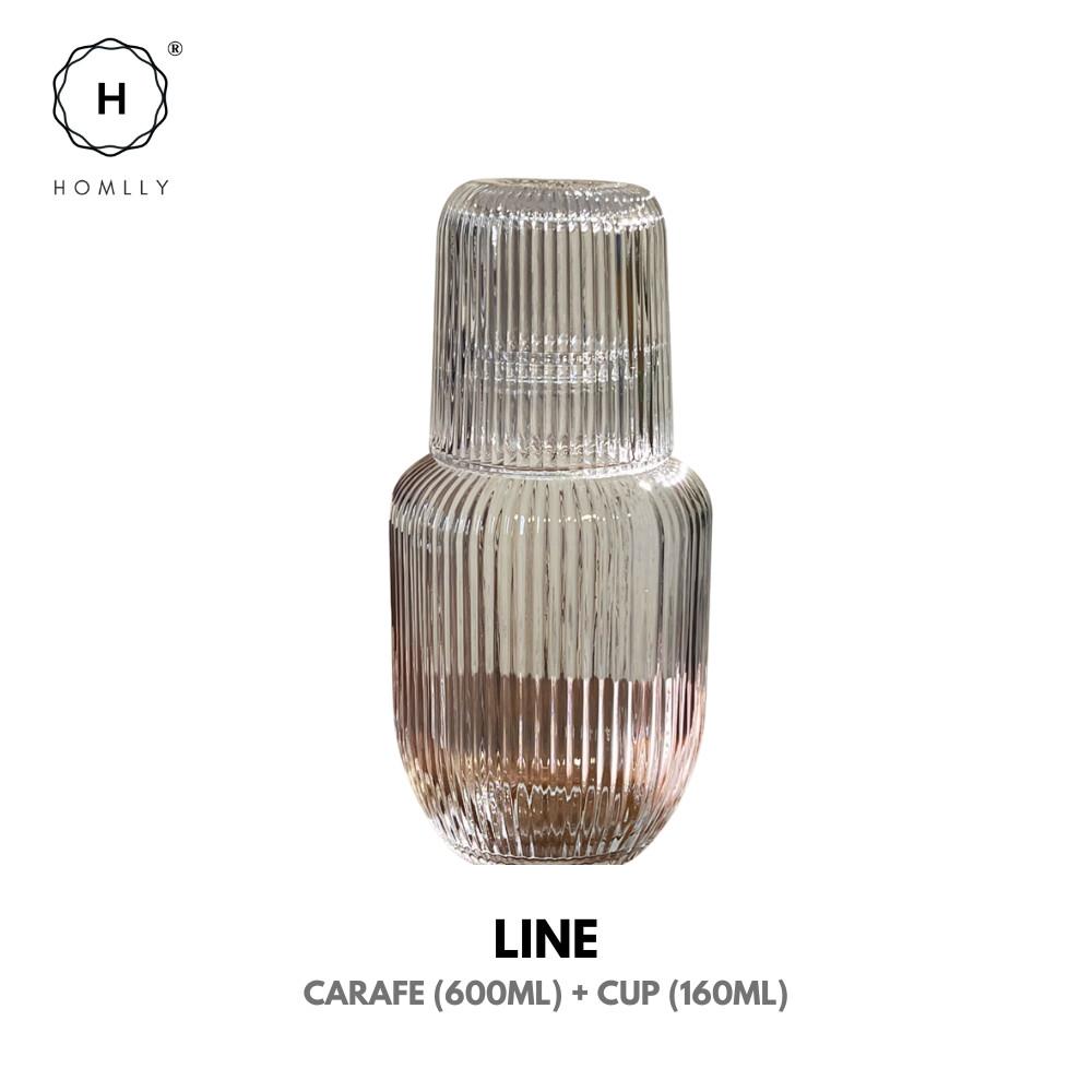 Homlly Clive Clear Bedside Carafe with Glass Cup for Bedroom or Kitchen