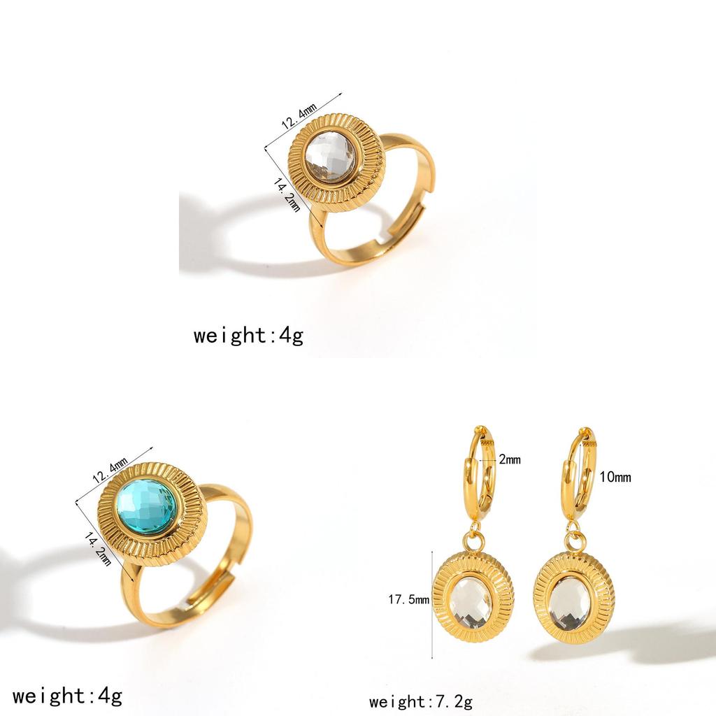 Geometric Titanium Steel Ring For Women With Zircon Stone Elegant Fashion Jewelry
