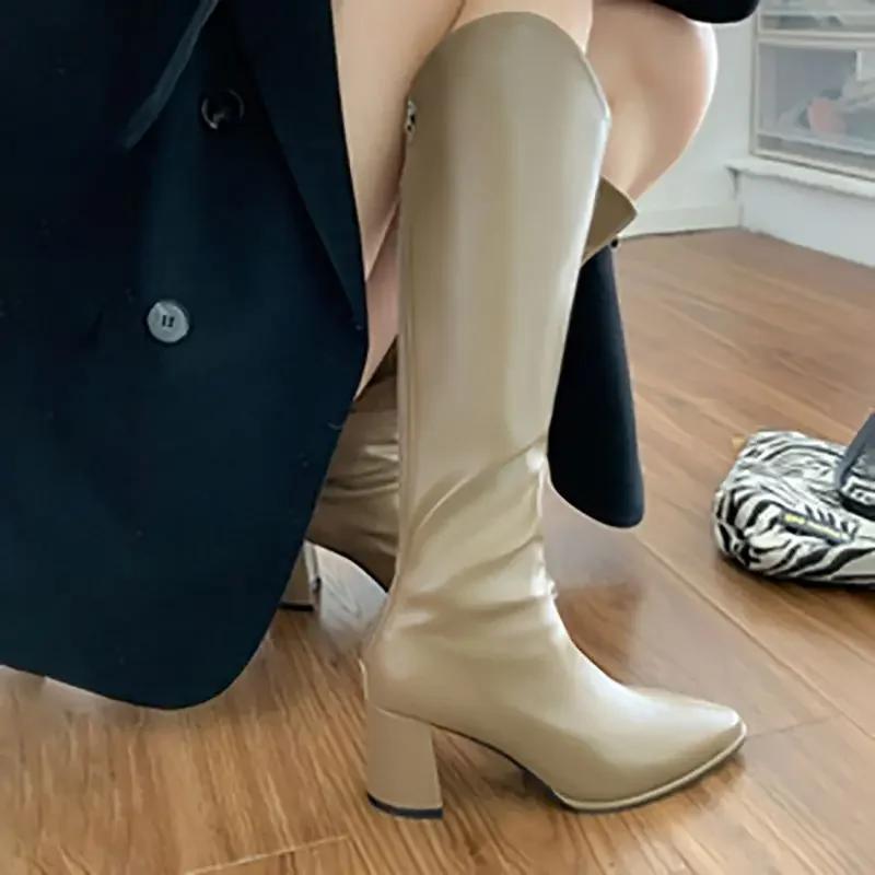 

Large Size Warm Autumn Winter 2025 Knee High Shaft Shoes Woman Quality New In On Offer Gyaru Footwear Rock Long Boots for Women 34