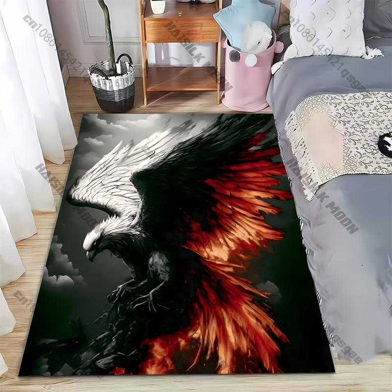 15er Größe Schwarz-Weiß Adler Muster Teppich für Wohnzimmer Badezimmermatte Kreative Fußmatte Teppich für Schlafzimmer