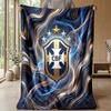 Brazil Football Printed Flannel Blanket Skin Friendly Warm Decorative Throw for Indoor Couch Bed Daily Use