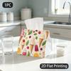 1pc Tissue Box, Cartoon Style/Ice Cream Fruit/Sweet Fresh Delight Pattern, 2D Flat Printing, Dust-Proof, Folds Flat, Tissue Organizer, for Desk Use