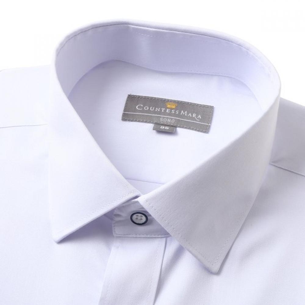 Countess Mara Dar Kesim Beyaz Kırışmaz Esnek Uzun Kollu Gömlek