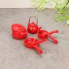 Pot 1 Set Kids Toys 1:12 Dollhouse Miniature Soup Spoon Pan Kettle Model Kitchen Cookware Accessories Diy Decoration