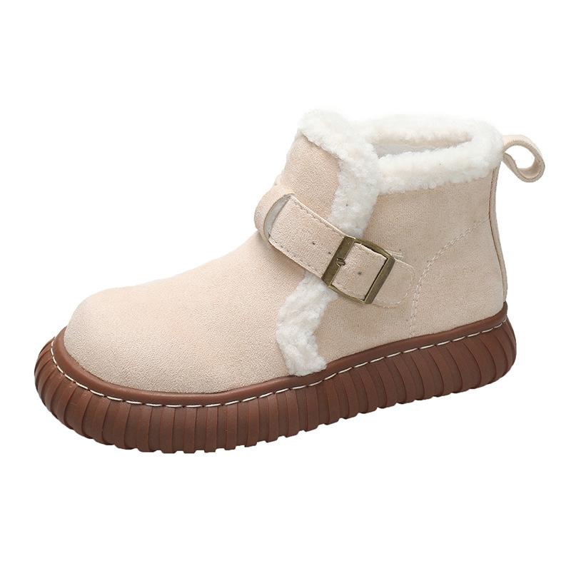 Fleece, Thickened and Ugly, Cute Non-slip Bread Cotton Shoes, Trendy Autumn and Winter 2025 New Northeast Thick-soled Women's Snow Boots