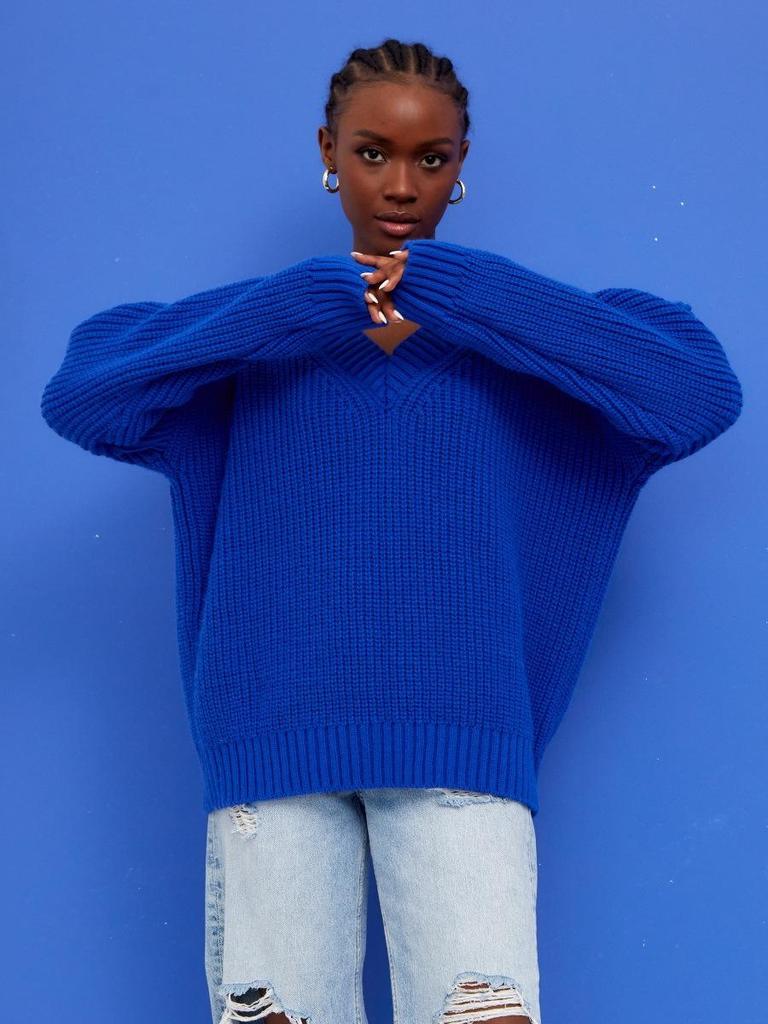 049 Women's V-Neck Loose Sweater: New Autumn/Winter, European American Style
