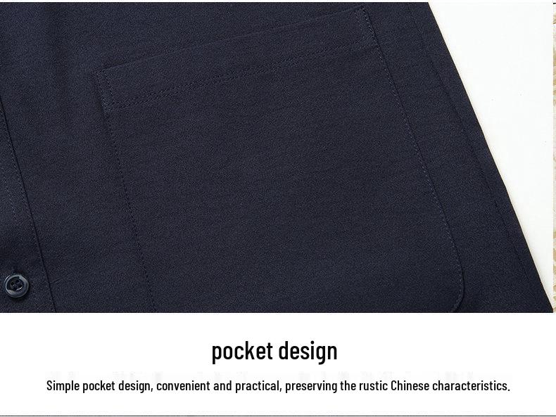 Herren Sommer Eis Seide Strickjacke & Hemd Set - Kurzärmelig, Zweiteilig mit mehreren Taschen für Mittelalte & Ältere.