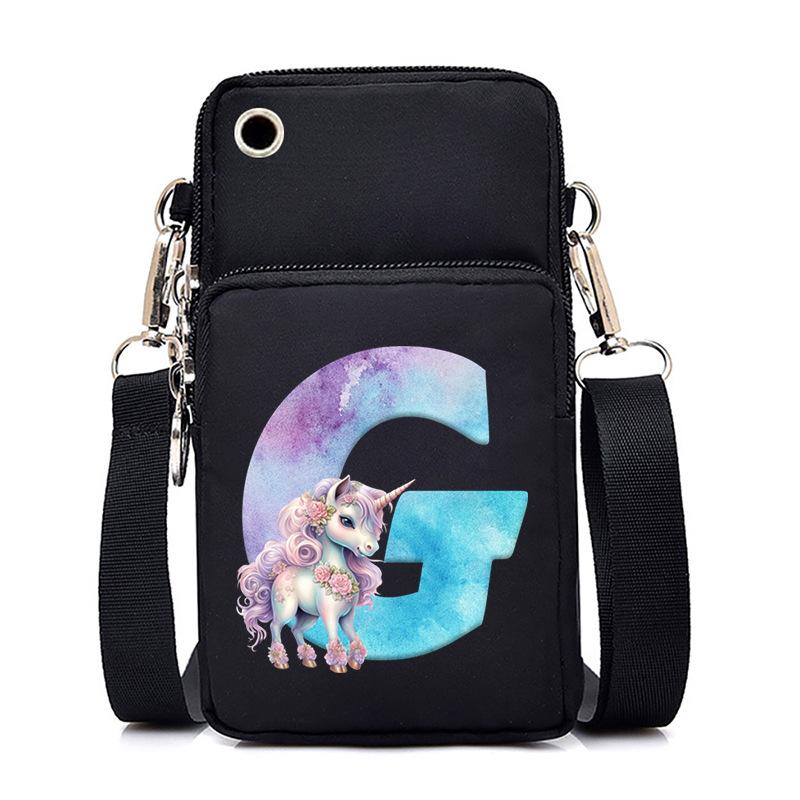 Sac de téléphone portable à imprimé lettre Licorne Léger à transporter Sac bandoulière multifonction