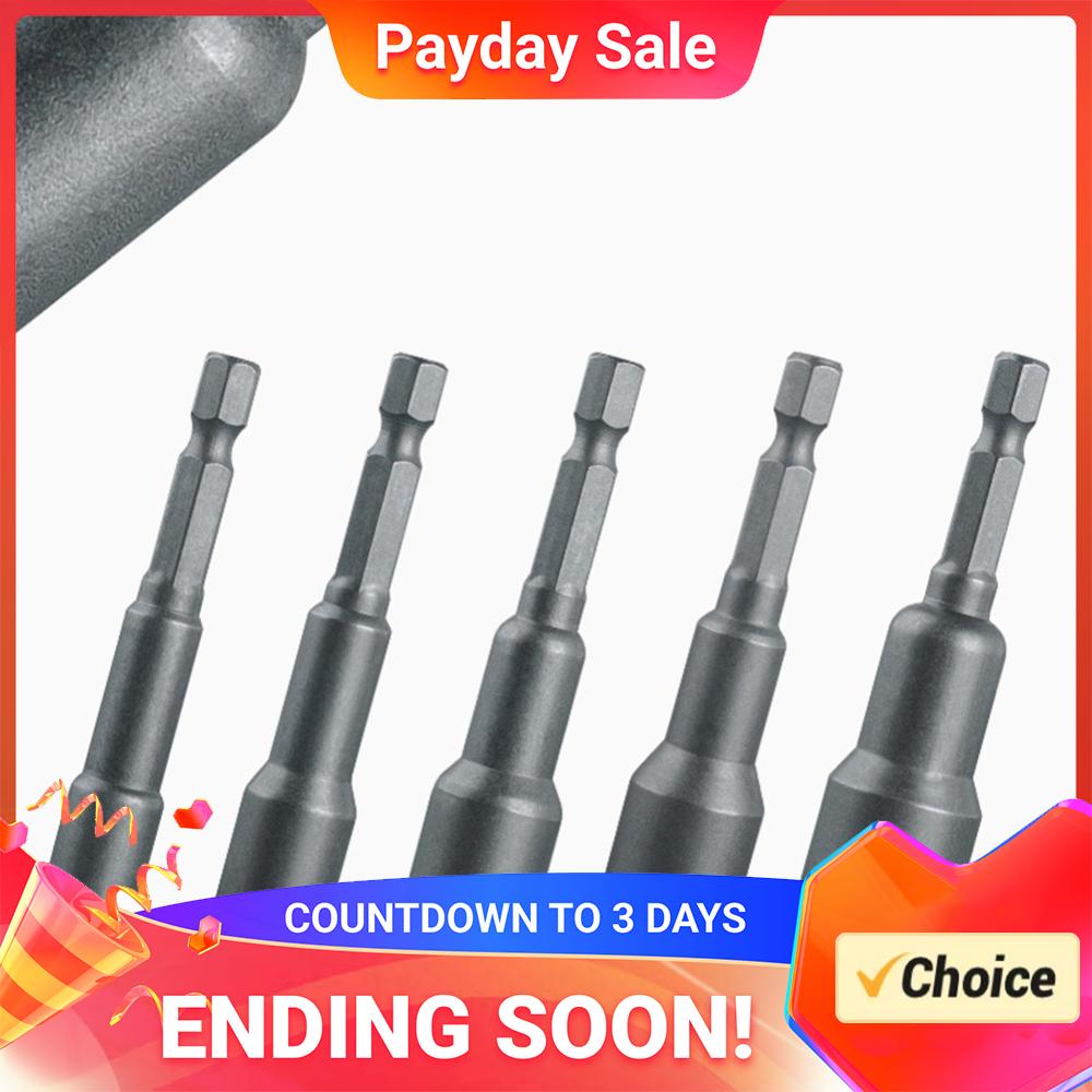 5Pcs Magnetic Nut Driver Hex Head 1/4 5/16 3/8 7/16 1/2 Inch Shank Socket Power Drill Bit Impact Drivers Socket for Power Drills