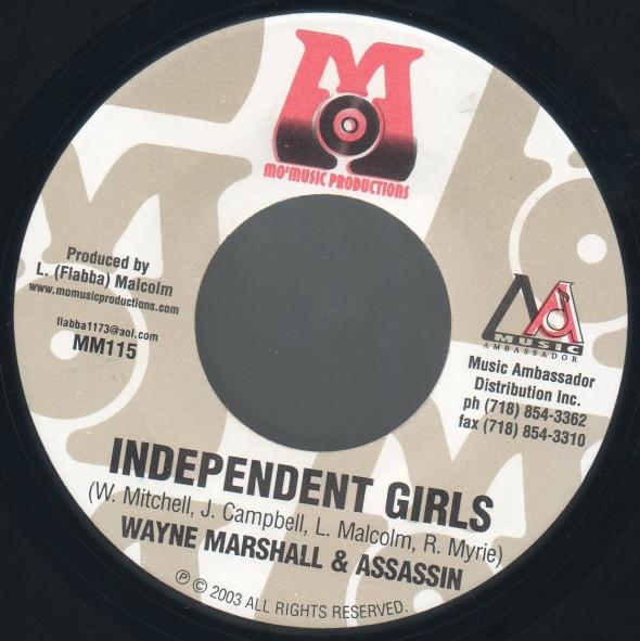 

7-дюймовая пластинка WAYNE MARSHALL & ASSASSIN / KID KUR - Independent Girls / Any Gal MM115 Mo Music Produ 2003 Ямайка Регги, Ска и Даб Б/У