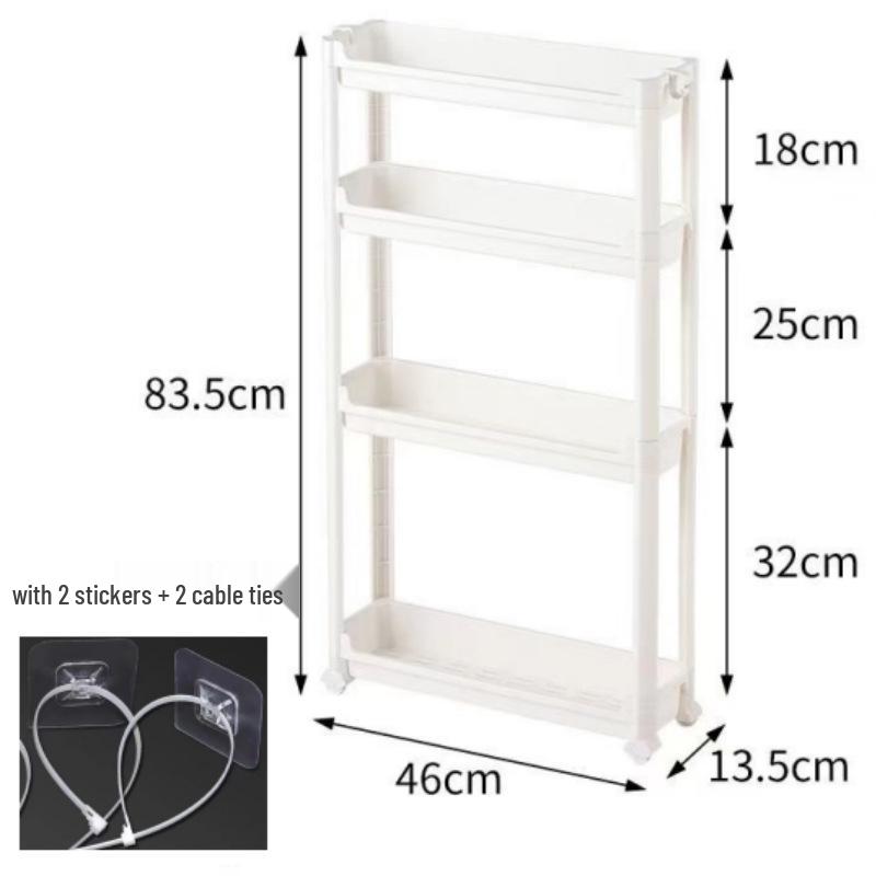 Slim Behind-Door Storage Trolley: Multi-Layer Shelf for Bathroom & Toilet.