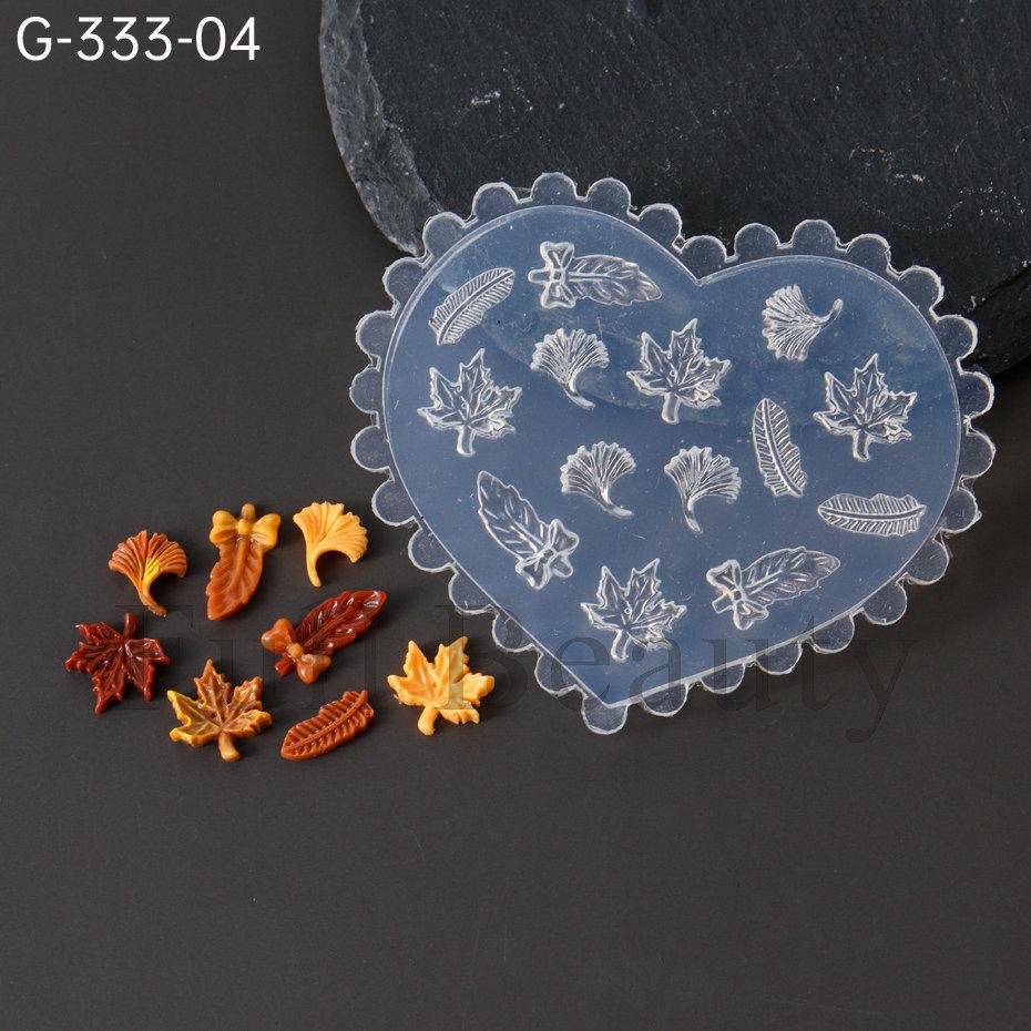 Nail Art Silicone Mold, Mushroom Tulip Peach Blossom Flower Leaf Mango Three-Dimensional Engraving Mold