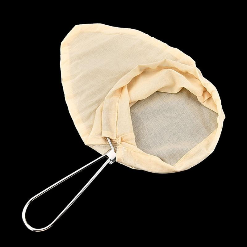 Milk Teas Cotton Filter Strainer Bag with Stainless Steel Rings for Fine Filtration in Beverage Preparation No Zippered