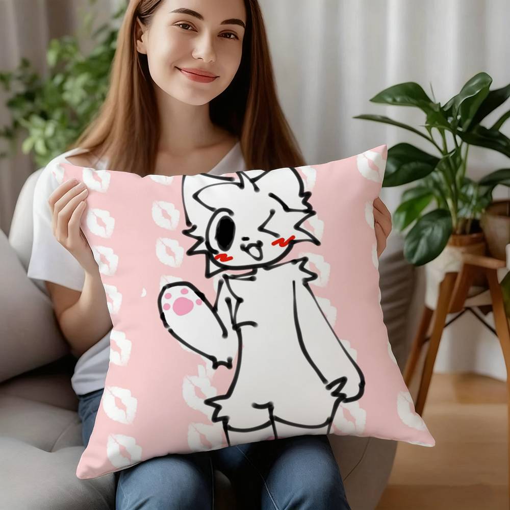B-Boykisser Silly Cat Cute Pillow Case Plush Fabric Soft Pillowcase Double Sided Print Cushion Cover Household Gifts