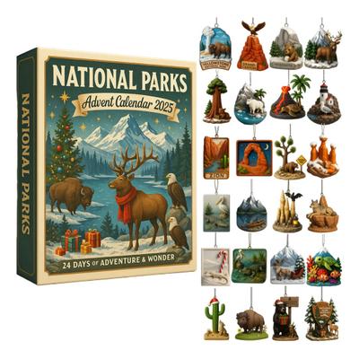 2025 National Parks Advent Calendar 24 Days Christmas Countdown Calendar with 24 Landscapes And Wildlife Surprise Gifts for Explorers Nature Lovers