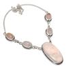 Natural Rose Quartz Gemstone 925 Sterling Silver Jewelry Necklace 18" W5H63