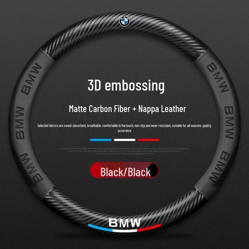 Carbon Fiber Suede Steering Wheel Cover for BMW 3, 4, 5, 7 Series & X1-X7 Models