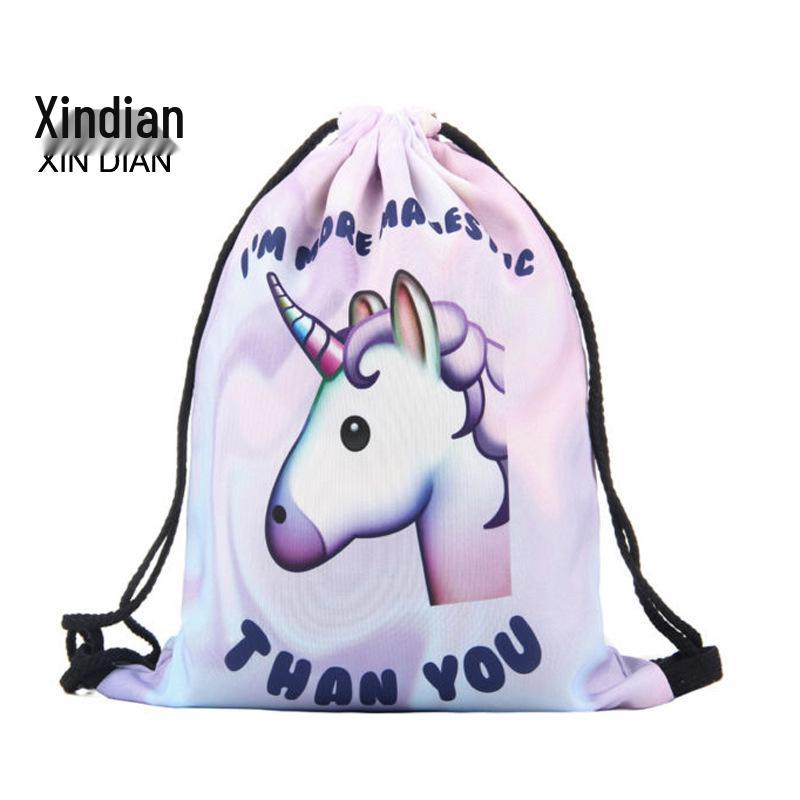3D-gedruckter Einhorn-Kordelzugrucksack
