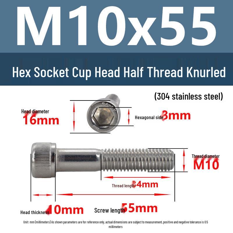 304 Stainless Steel Hex Socket Screws M4-M20, Cylindrical Head, Partial Thread Bolts