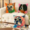 Animals Wearing Bandanas Cushion Cover Silky Short Plush Home Sofa Cushion Cover - Invisible Zipper Home Decoration