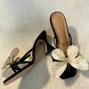 Designer Summers Open Toe Butterfly-knot Women Slippers Slip On Ladies Elegant Thick Heel Dress Slides
