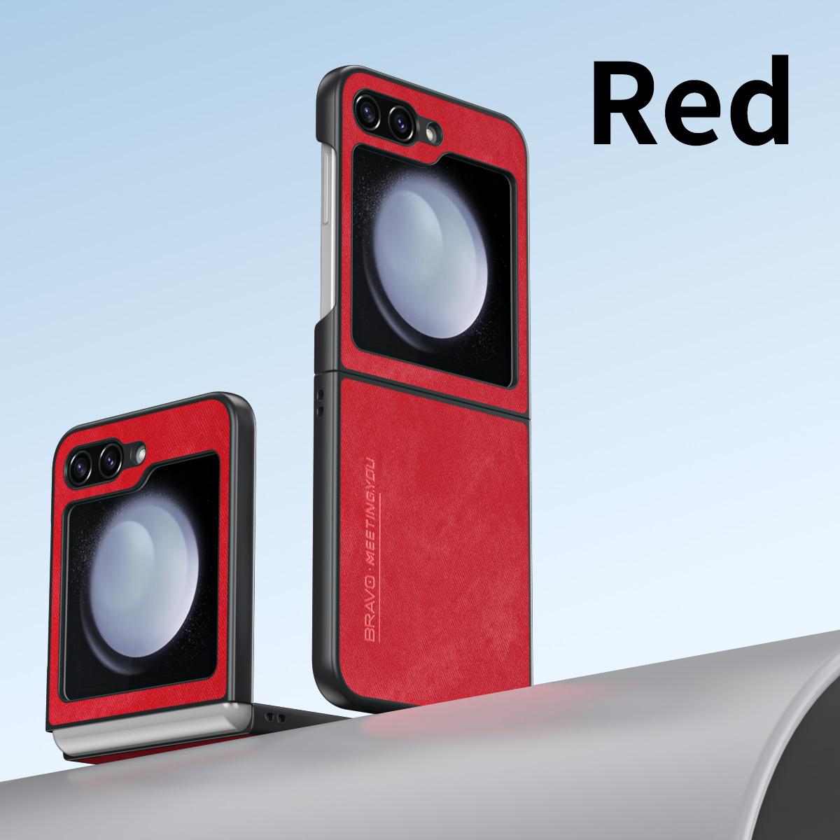 

Чехол из джинсовой ткани с узором для Samsung Galaxy Z Flip 6 5 4 3 5G Flip 6 Flip 5 из 2 предметов, защитный противоударный чехол с эффектом кожи For Samsung Z Flip5 красный