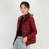 Womens Lightweight Short Down Jacket With Hood 90% White Duck Slim Fit Winter
